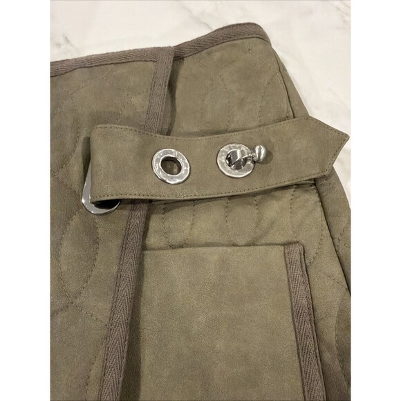 Jonathan Simkhai Melissa Quilted Vegan Leather Mini Skirt Army Green Sz 0 - Picture 3 of 6